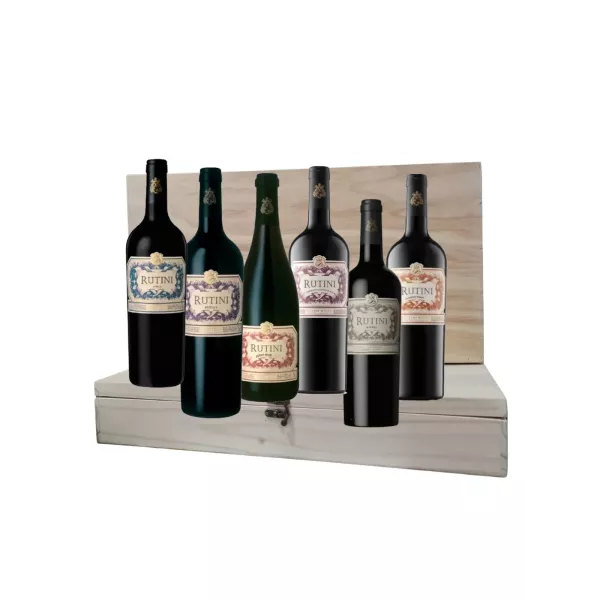 Estuche Madera Vntg + 6 Botellas Rutini Coleccion Varietales