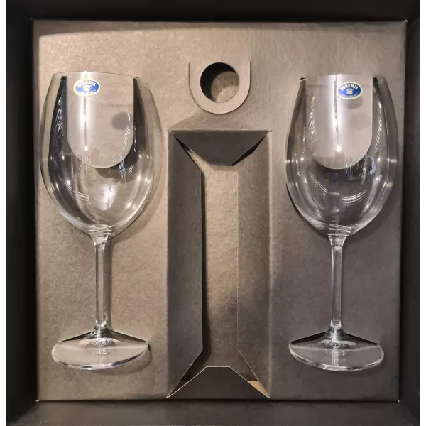 Estuche Negro 2 Copas Transparentes + Espacio Vino