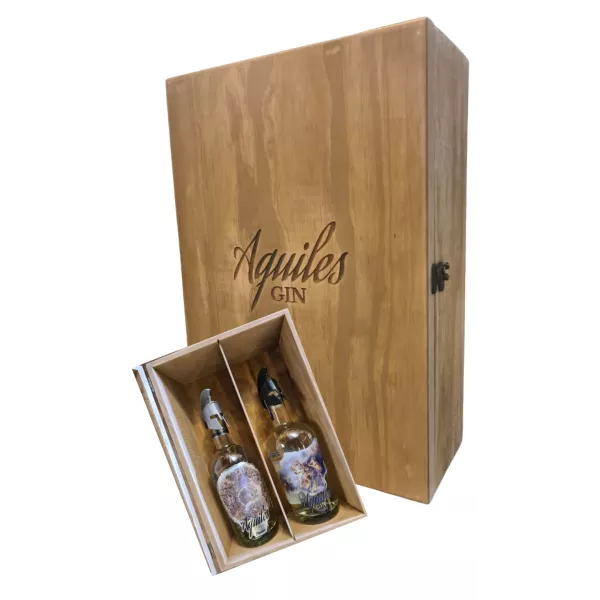 Estuche Madera Aquiles + 2 Gin Aquiles