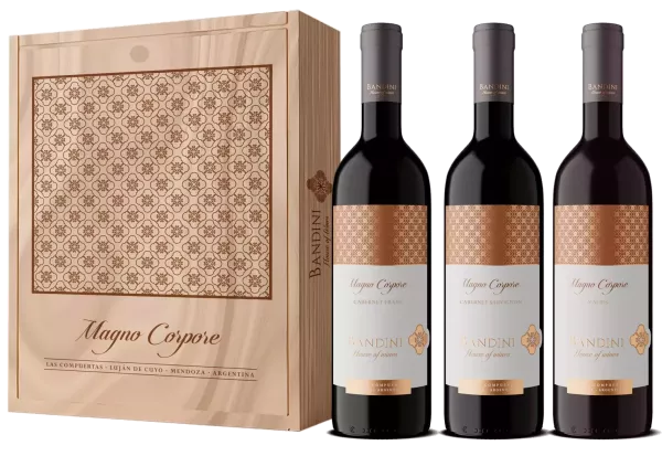 Finca Bandini Estuche Madera Trilogia Magno Corpore Malbec-Cabernet Sauvignon-Cabernet Franc