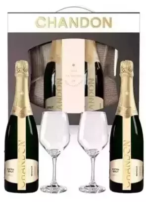 Estuche Chandon Twin Pack Extra Brut 2 Botellas + 2 Copas